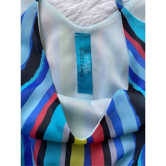 Buttons SZ S Woman’s Vibrant Multicolored Vertical Striped Maxi Dress - Picture 2 of 12